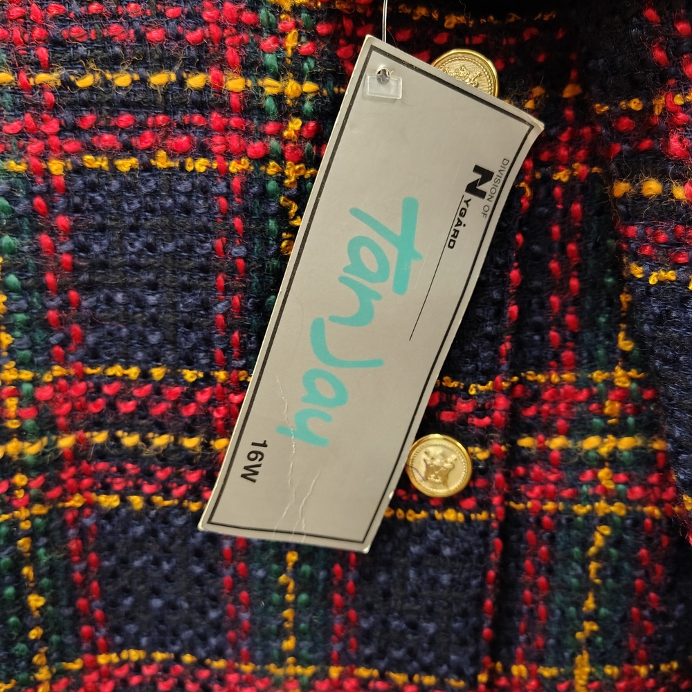 TanJay Multicolor Plaid Jacket with Gold Buttons